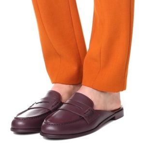Jenni Kayne maroon Bordeaux penny loafer mule